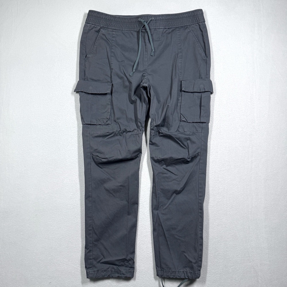 John Elliott Cargo Pants Men XL 4 Back Sateen Cargo Utility Army Drawstring Grey